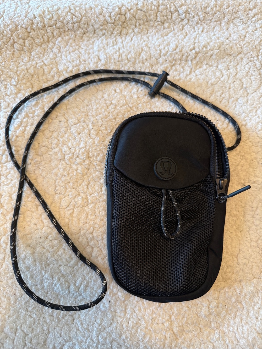 lululemon athletica Black Mesh Crossbody Phone Pouch